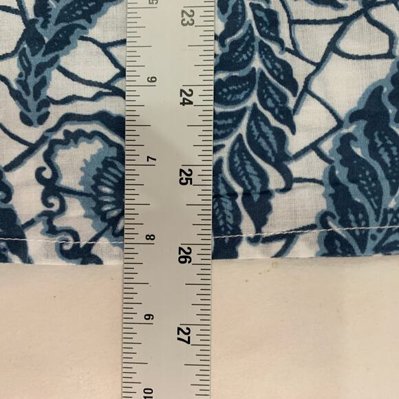 Bindu XS Laurie Top In Blue Feather Print 100% Cotton Ruffle Peasant Cottage - Picture 7 of 9